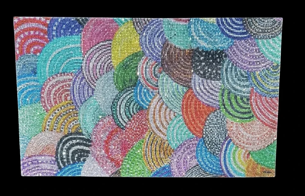 🌈 Multicolor Abstract Swirl Self-Adhesive Rhinestone Sheet 15.75 x 9.45